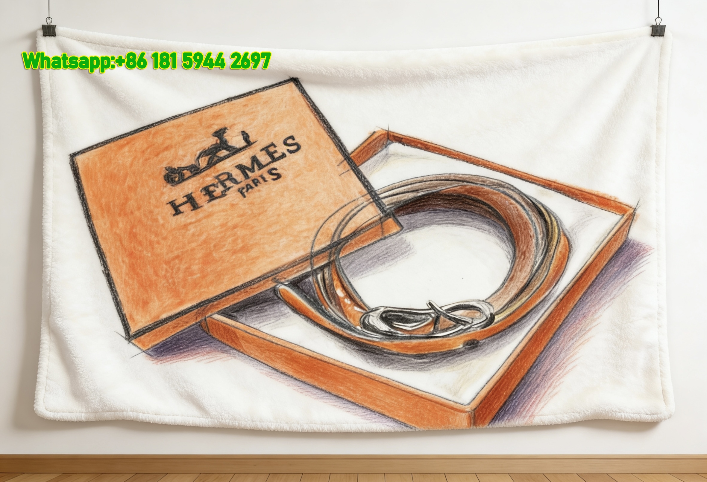 Hermes Orange Abstract Art Flannel Throw Blanket Wall Hanging Decor IMG_5371